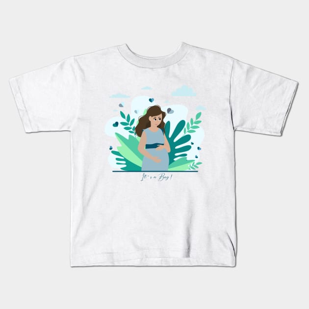 it's a boy! Pregnancy announcement illustration Kids T-Shirt by Arch4Design